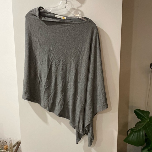 C&C CALIFORNIA jersey tee stretch grey gray fabric shawl cape scarf offset - Picture 1 of 4